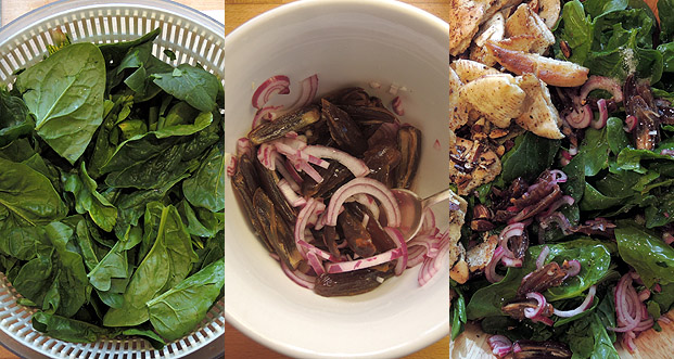 Spinatsalat mit Datteln – spinach salad with dates – kuechenkitchen