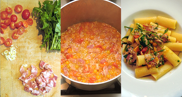 Speck/Salat/Tomaten Pasta – BLT pasta – kuechenkitchen